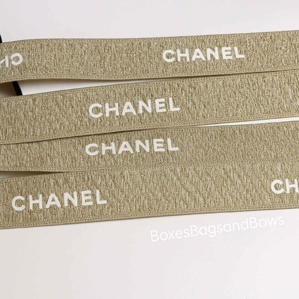 CHANEL Gold Holiday Ribbon Limited Edition SOLD BY THE YARD Lux Craft DYI Gift - Picture 2 of 3
